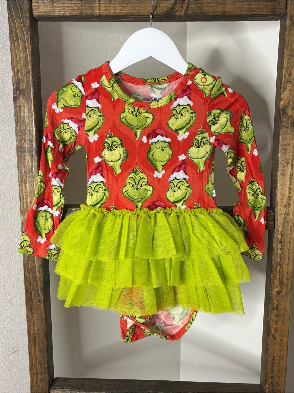 Posh Peanut Dr Suess Grinch Green Tulle Tutu Baby Costume Bodysuit Size 18-24M